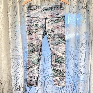 Lululemon high rise wunder under tight legging springscape black gray green tree